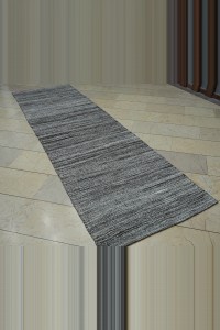 3x11 Natural Gray Flat Woven Kilim Rug Runner 94,322 - Turkish Rug Runner $i