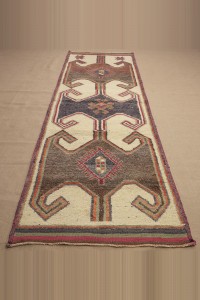 3x11 Wool Ethnic Pattern Rug Runner. 97,336 - Turkish Rug Runner  $i