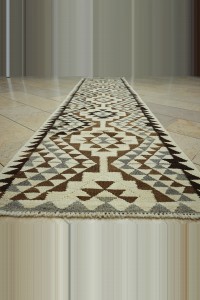 3x12 Natural Colors Wool Kilim Rug Runner 87,358 - Turkish Rug Runner $i