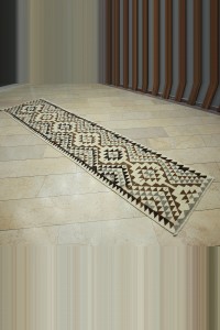 3x12 Natural Colors Wool Kilim Rug Runner 87,358 - Turkish Rug Runner $i