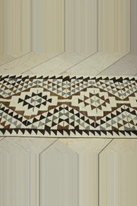 3x12 Natural Colors Wool Kilim Rug Runner 87,358 - Turkish Rug Runner $i