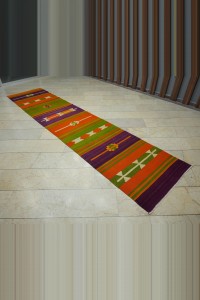 3x14 Colorful Turkish Kilim Rug Runner 90,415 - Turkish Rug Runner $i