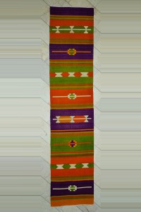 3x14 Colorful Turkish Kilim Rug Runner 90,415 - Turkish Rug Runner $i