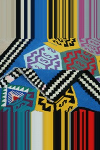 3x5 Blue Orlon Kilim Rug 100,147 - Turkish Kilim Rug $i