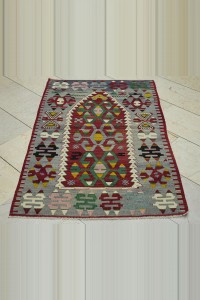 3x5 Old Turkish Kilim Rug 89,144 - Turkish Kilim Rug $i