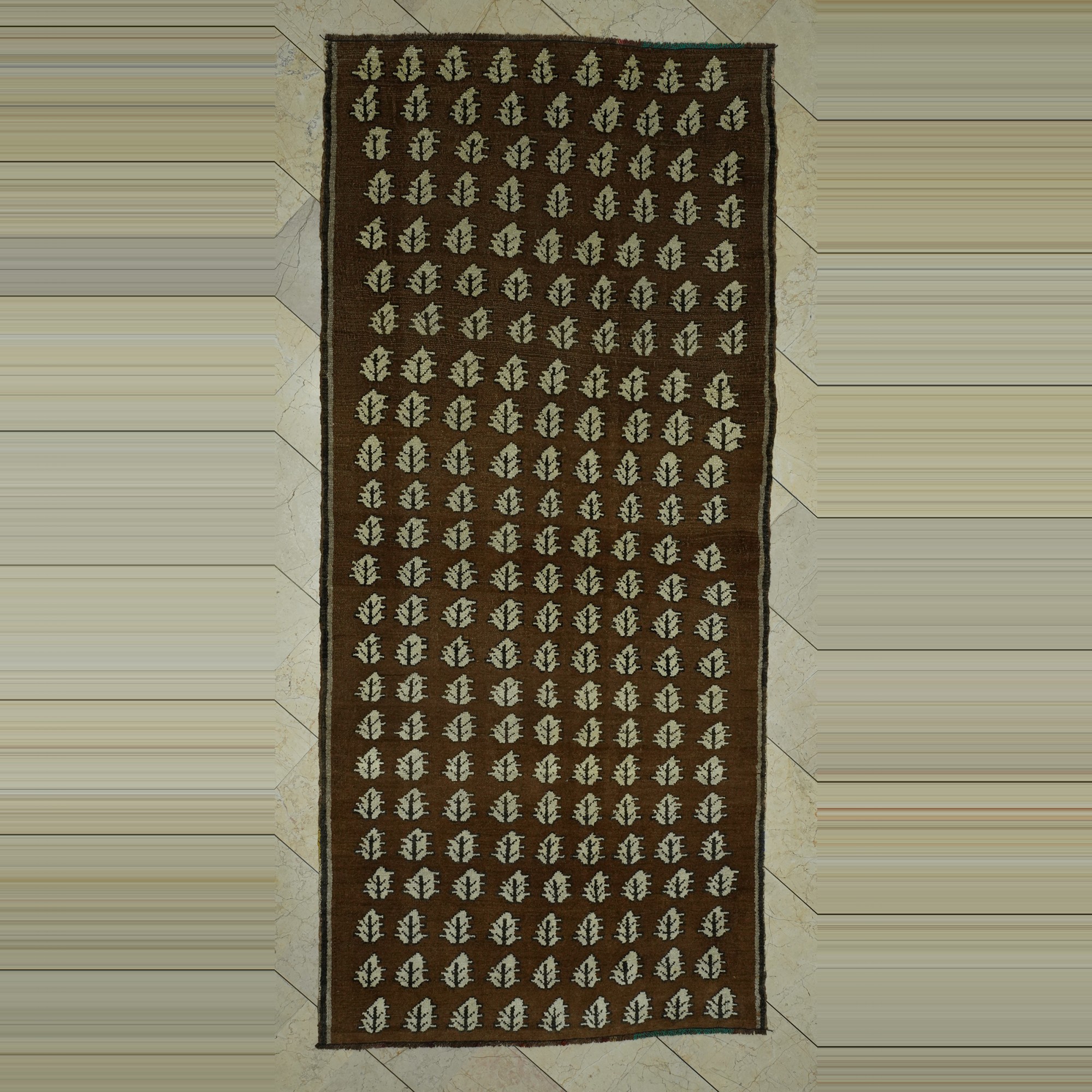 4.6x10 Abstract Brown Antique Kars Carpet Rug 140,305 - Turkish Carpet Rug