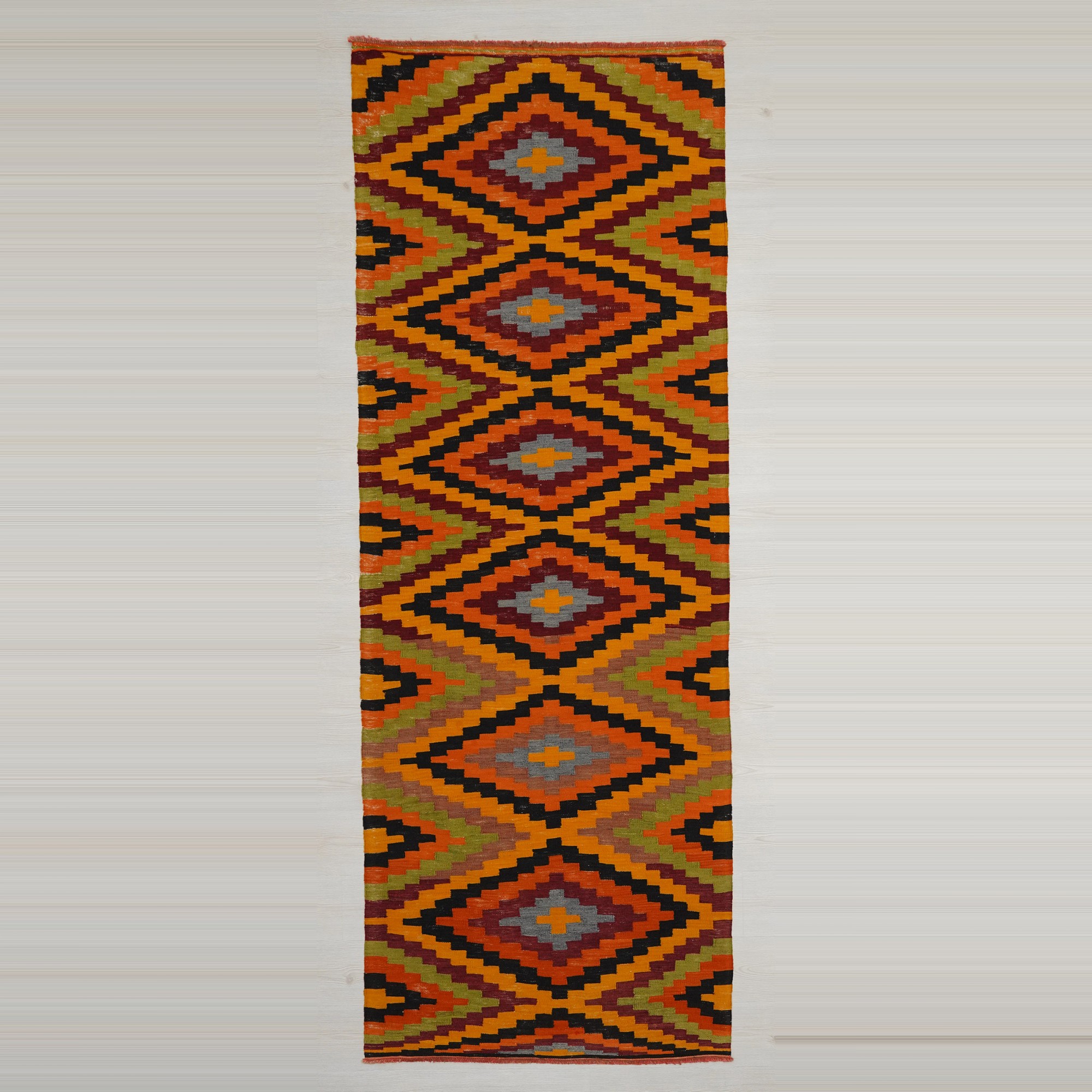 4x10 Orange Turkish Kilim Rug Runner. 110,302 - Turkish Rug Runner