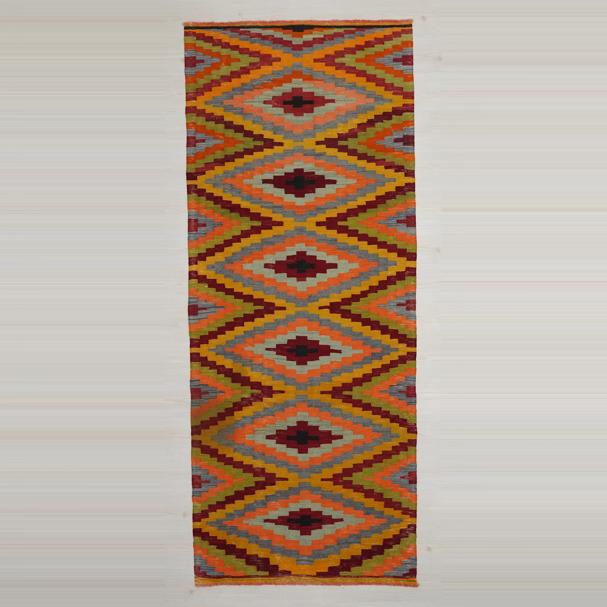 4x10 Orange Turkish Kilim Rug Runner. 117,291 - Turkish Rug Runner