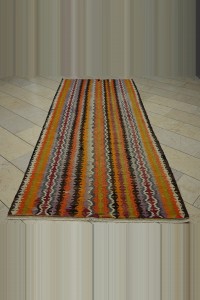 4x11 Old Flat Weave Afyon Kilim Rug 130,324 - Turkish Kilim Rug  $i