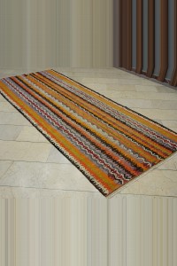 4x11 Old Flat Weave Afyon Kilim Rug 130,324 - Turkish Kilim Rug  $i