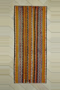 Turkish Kilim Rug 4x11 Old Flat Weave Afyon Kilim Rug 130,324