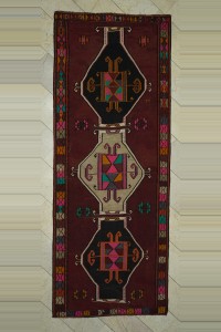 Turkish Kilim Rug 4x11 Old Flat Weave Kars Kilim Rug 134,345