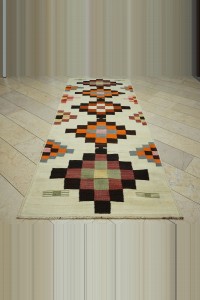 4x11 Wool Flat Woven Kilim Rug Runner. 130,330 - Turkish Rug Runner $i