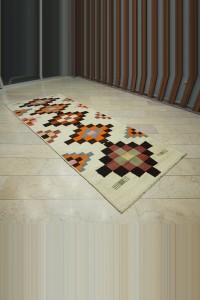 4x11 Wool Flat Woven Kilim Rug Runner. 130,330 - Turkish Rug Runner $i