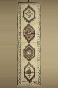 Turkish Rug Runner 4x14 Wool Herki Rug Runner. 122,425