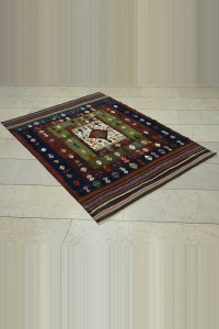 4x5 Old Antique Turkish Kilim Rug 118,162 - Turkish Kilim Rug $i