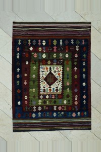 4x5 Old Antique Turkish Kilim Rug 118,162 - Turkish Kilim Rug $i