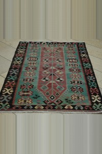 4x5 Old Flat Weave Esme Kilim Rug 112,163 - Turkish Kilim Rug  $i