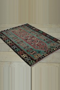4x5 Old Flat Weave Esme Kilim Rug 112,163 - Turkish Kilim Rug  $i