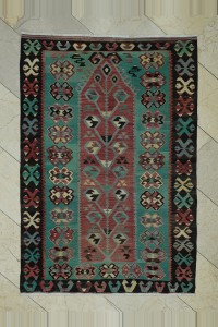 Turkish Kilim Rug 4x5 Old Flat Weave Esme Kilim Rug 112,163