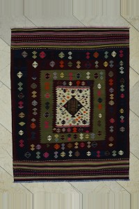 Turkish Kilim Rug 4x5 Sun Faded Balikkesir Kilim Rug 113,145