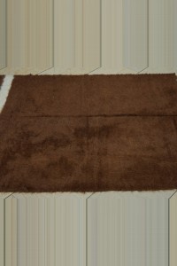 4x6.5 Brown And White Siirt Blanket Kilim Rug 130,192 - Turkish Natural Rug  $i