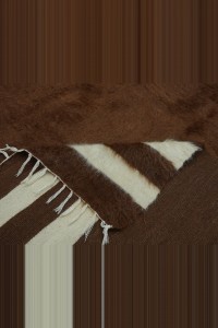 4x6.5 Brown And White Siirt Blanket Kilim Rug 130,192 - Turkish Natural Rug  $i