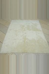 4x6 Plain Cream Color Siirt Blanket Kilim Rug 123,185 - Turkish Natural Rug  $i