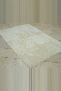 4x6 Plain Cream Color Siirt Blanket Kilim Rug 123,185 - Turkish Natural Rug  $i