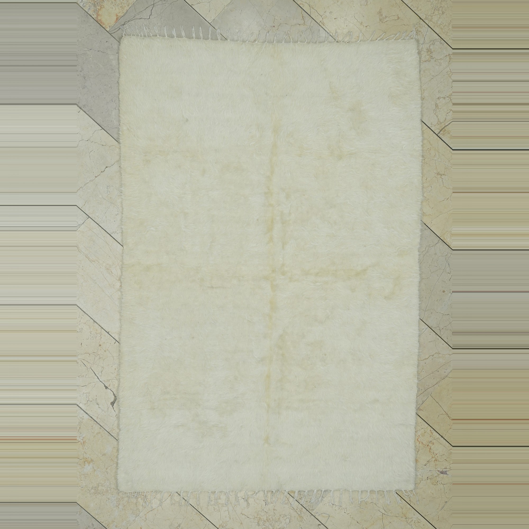 4x6 Plain Cream Color Siirt Blanket Kilim Rug 123,185 - Turkish Natural Rug