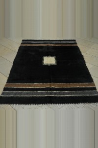 4x7 Black And White Siirt Blanket Kilim Rug 134,200 - Turkish Natural Rug  $i