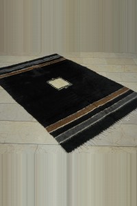 4x7 Black And White Siirt Blanket Kilim Rug 134,200 - Turkish Natural Rug  $i