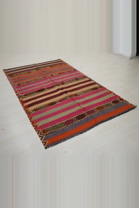 4x7 Minimalist Stripe Kilim Rug. 130,210 - Turkish Kilim Rug  $i