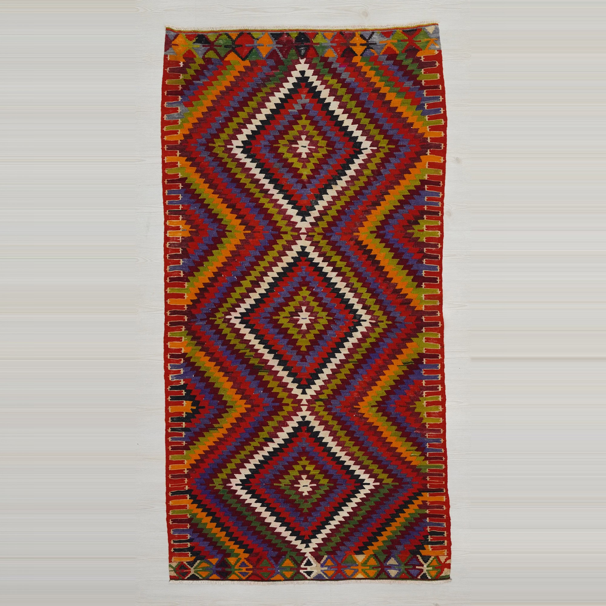 4x7 Turkish Denizli Cal Kilim Rug 111,221 - Turkish Kilim Rug