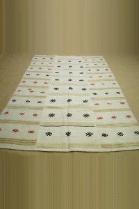 5.5x8.5 Embroidered Modern Hemp Kilim Rug. 165,255 - Turkish Hemp Rug $i