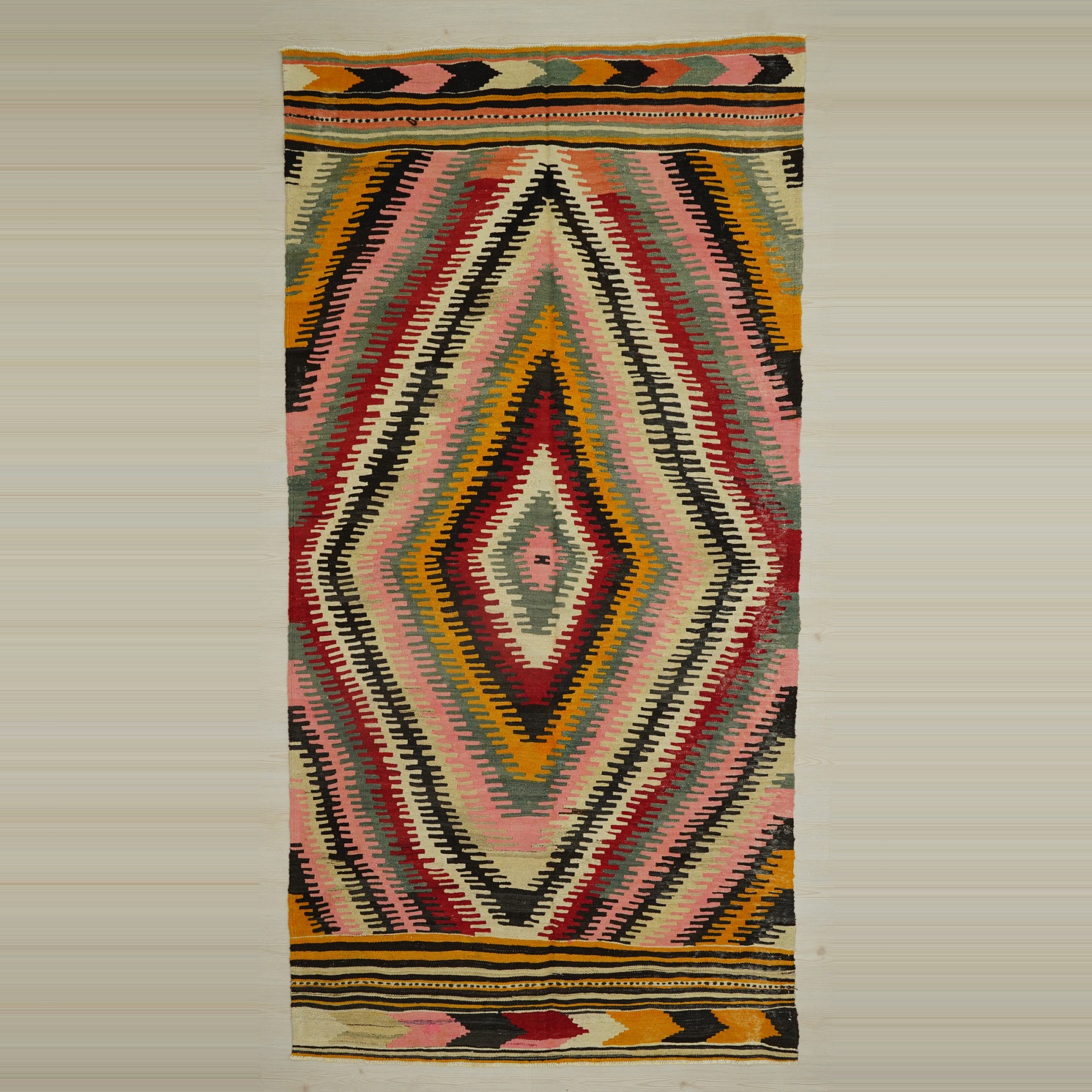 5x10 Finger Pattern Pink Afyon Kilim Rug  154,308 - Turkish Kilim Rug