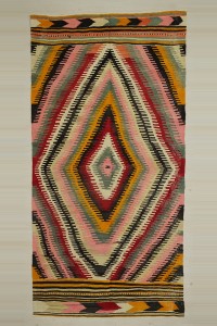 Turkish Kilim Rug 5x10 Finger Pattern Pink Afyon Kilim Rug  154,308
