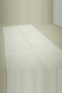 5x10 Plain White Hemp Kilim Rug 154,312 - Turkish Hemp Rug $i