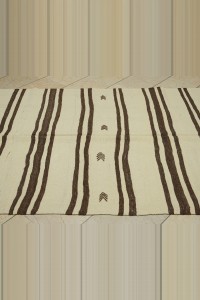 5x11 Brown And Cream Stripe Turkish Kilim Rug 148,338 - Turkish Natural Rug  $i