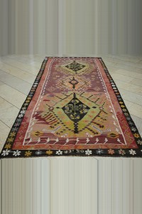 5x11 Colorful Kurdish Kars Kilim Rug 150,332 - Turkish Kilim Rug $i