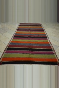 5x11 Colorful Stripe Turkish Kilim Rug 162,348 - Turkish Kilim Rug $i