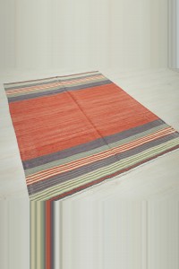 5x6.4 Red Gordes Flat Weave Rug. 148,194 - Turkish Kilim Rug  $i