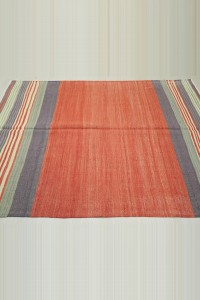 5x6.4 Red Gordes Flat Weave Rug. 148,194 - Turkish Kilim Rug  $i