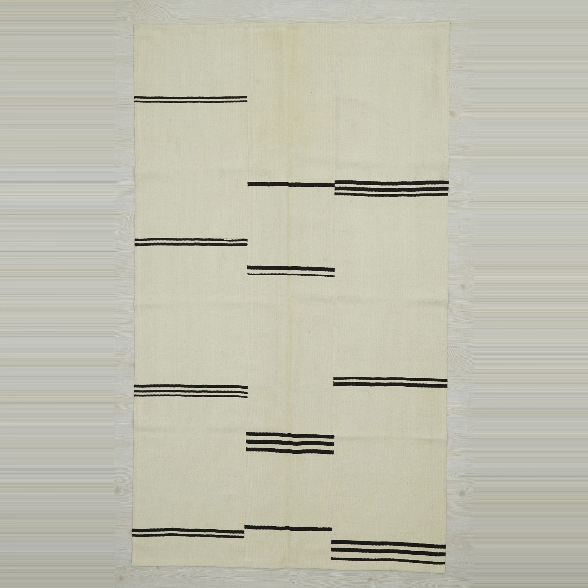 5x8 Broken Stripe Flat Weave Modern Rug 145x250 - Turkish Natural Rug