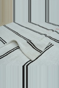 5X8 Dark Brown Stripe White Hemp Kilim Rug 157,267 - Turkish Hemp Rug $i