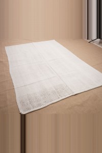 5x8 White Hemp Kilim Rug. 160,230 - Turkish Hemp Rug $i