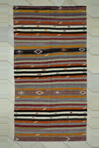 5x9 Colorful Stripe Turkish Kilim Rug 154,285 - Turkish Kilim Rug $i
