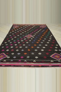 6.4x10 Dark Brown Goat Hair Kilim Rug. 195,310 - Goat Hair Rug $i