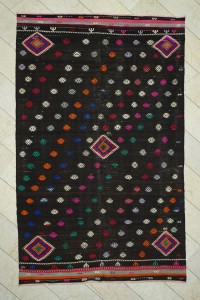 6.4x10 Dark Brown Goat Hair Kilim Rug. 195,310 - Goat Hair Rug $i