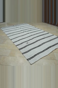 6.5x11Dark Brown Stripe White Organic Hemp Rug 192,326 - Turkish Hemp Rug $i